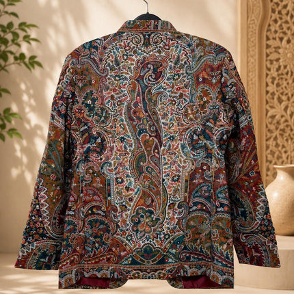 Mens Kani Pashmina Jamawar Jodhpuri style Jacket, Woven Paisley