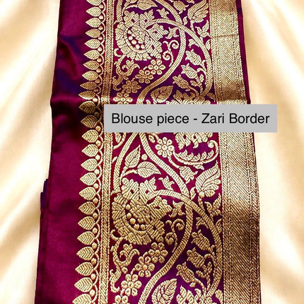 Banarasi Katan Silk Saree – SILK MARK CERTIFIED I Handloom I Magenta l Light Gold Zari