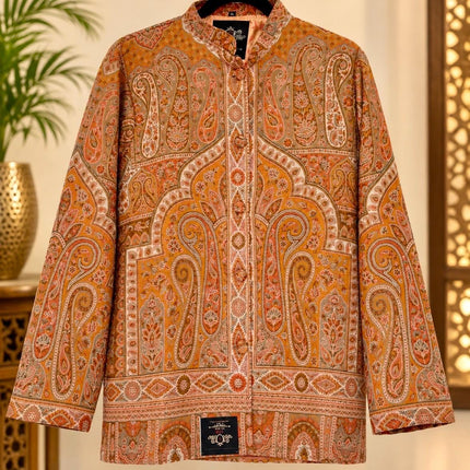 Kani Pashmina Jamawar Jacket, Women's Woven Paisley short Coat