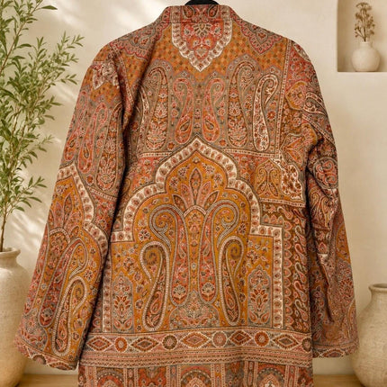 Kani Pashmina Jamawar Jacket, Women's Woven Paisley short Coat