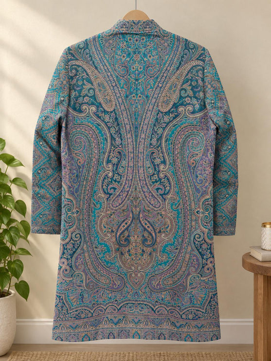 Women's Aqua Kani Paisley Wool-Silk Long Jacket - Size 42 - product photo 2