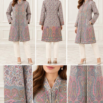 Women's Light Cornflower Blue Kani Jamawar Long Jacket - product photo 3
