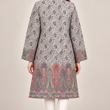 Women's Light Cornflower Blue Kani Jamawar Long Jacket - product photo 14
