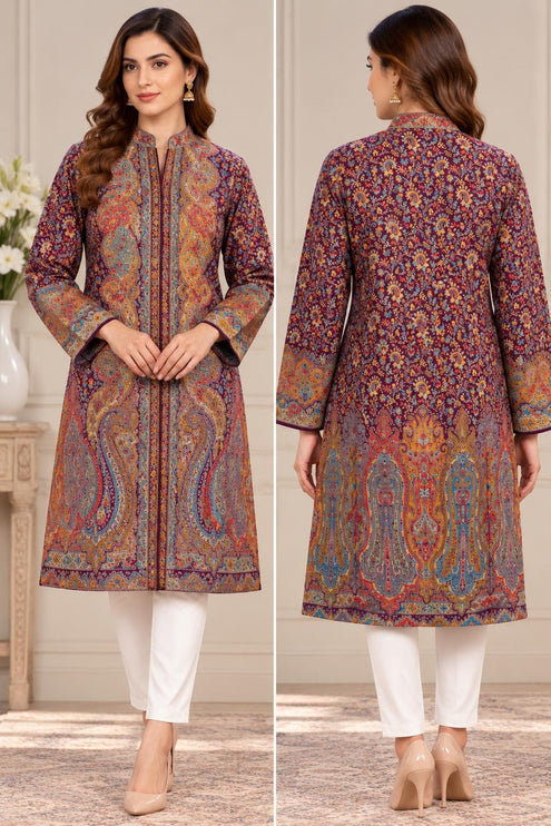 Women's Purple Kani Jamawar Paisley Jacket - Size 40 - product photo 2