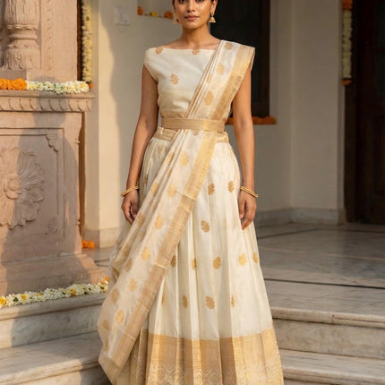 Ready-to-Wear Silk Half Saree Lehenga Set with Stitched Blouse - product photo 4