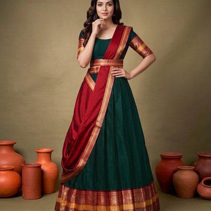 Ready-to-Wear Silk Half Saree Lehenga Set with Stitched Blouse - product photo 7