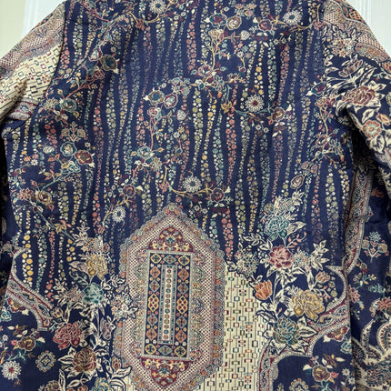 Women's Navy & Cream Kani Wool-Silk Long Jacket - product photo 9