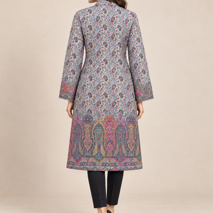 Women's Light Cornflower Blue Kani Jamawar Long Jacket - product photo 2