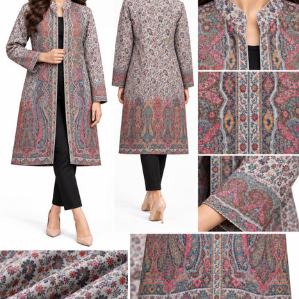Women's Light Cornflower Blue Kani Jamawar Long Jacket - product photo 13