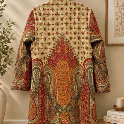 Women's Beige Multicolor Kani Jamawar Wool-Silk Jacket - product photo 4