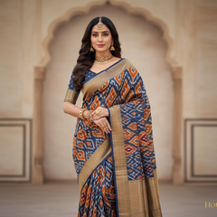 Model wearing Ikkat Patola Silk Saree