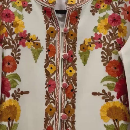 Handwoven Aari needle work Jacket | Kashmir Artwear | Pashmina | black  Size 46