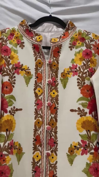 Handwoven Aari needle work Jacket | Kashmir Artwear | Pashmina | black  Size 46