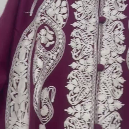 Luxury Kani/Jamawar Wool Jacket with Jari | woven Kashmir Artwear | Statement fashion wear | Kashmir Winter Dresses|knee length| size 44