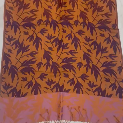 Pure Silk Stole/scarf, Long All Season Scarf in Luxurious Fabric , Fine Art Shawl and Wrap Brown