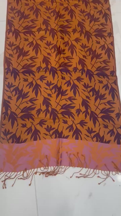 Pure Silk Stole/scarf, Long All Season Scarf in Luxurious Fabric , Fine Art Shawl and Wrap Brown