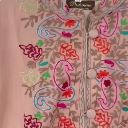 Pashmina hand embroidered |Aari needle work Jacket | Kashmir Artwear | Pashmina | black  Size 38