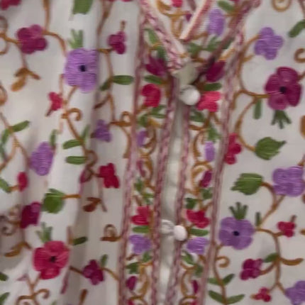 Long Aari Work Jacket | White and Colorful | Aari Work | Size 48