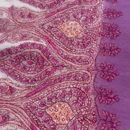 Premium Pashmina Shawl with Intricate hand sozni hand embroidery border| Very Soft| | off white