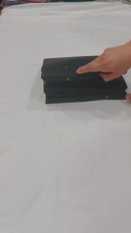 Special Sale !!!|Original Narayan Peth 100% pure silk Saree from Yeola - Black with black border|Fall Pico Tassels done