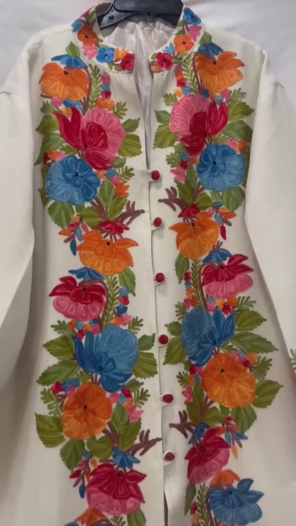 winter wonder | Hand made | Hand Aari Embroidered  Wool winter  Jacket – Kashmir Artwear| Size 46
