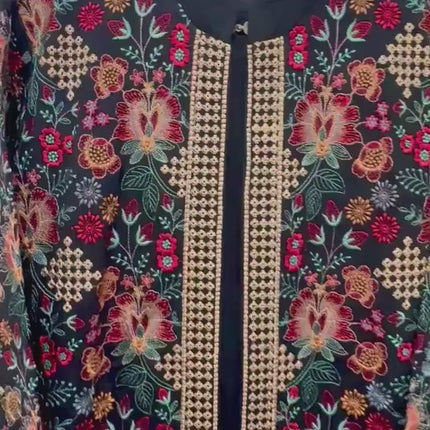 Aan Dilk House Original winter collection | 3 pcs Kashmiri woolen set| black with all over hand sozni | size 40