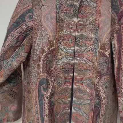 Luxury Kani/Jamawar wool  women Jacket | woven Kashmir Artwear | Statement fashion wear | all season Dresses|long maroon| size 42