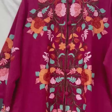 Luxury Kani/Jamawar Wool Jacket with Jari | woven Kashmir Artwear | Statement fashion wear | Kashmir Winter Dresses|knee length| size 42