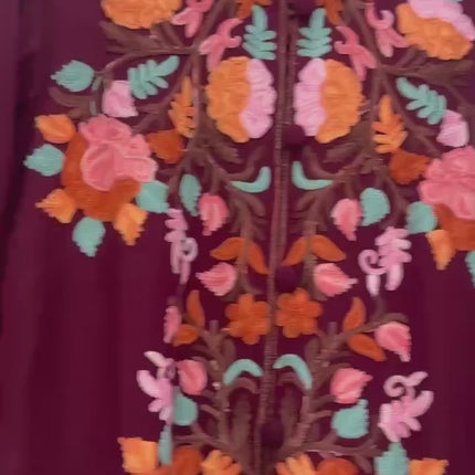 Luxury Kani/Jamawar Wool Jacket with Jari | woven Kashmir Artwear | Statement fashion wear | Kashmir Winter Dresses|knee length| size 42