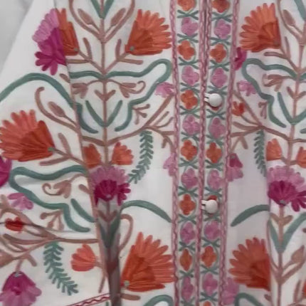 Luxury Kani/Jamawar Cotton Jacket with Jari | woven Kashmir Artwear | Statement fashion wear | Kashmir Winter Dresses|knee length| size 44