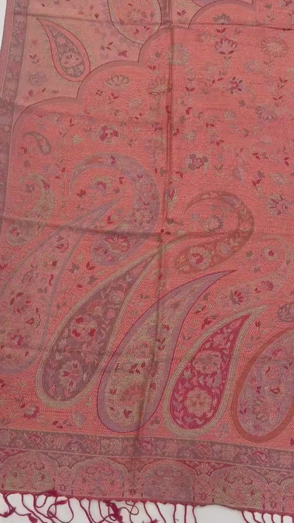 Pure Silk Stole/scarf, Long All Season Scarf in Luxurious Fabric , Fine Art Shawl and Wrap Red/Orange