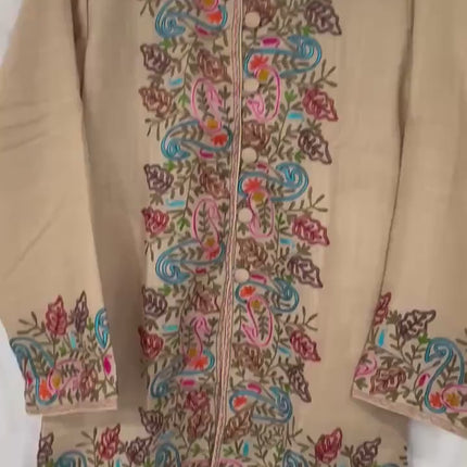 Pashmina hand embroidered |Aari needle work Jacket | Kashmir Artwear | Pashmina | black  Size 36