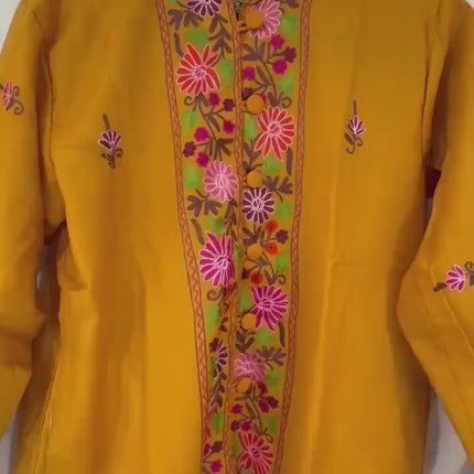 Pashmina hand embroidered |Aari needle work Jacket | Kashmir Artwear | Pashmina | black  Size 36