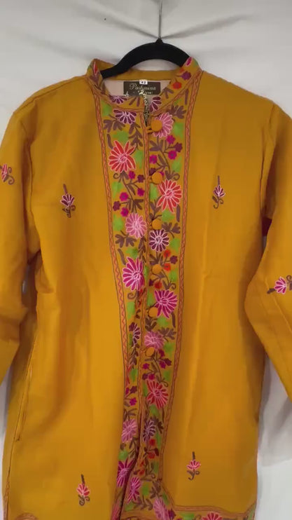 Pashmina hand embroidered |Aari needle work Jacket | Kashmir Artwear | Pashmina | black  Size 36
