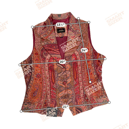 Kani Jamawar ladies lapel waistcoat measurements diagram, size L, Smartsizer