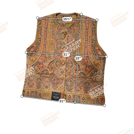 Kani Jamawar women's kurta waistcoat measurements diagram, size L, Smartsizer