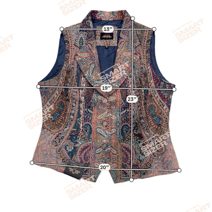 Kani Jamawar ladies lapel waistcoat measurements diagram, size M, Smartsizer