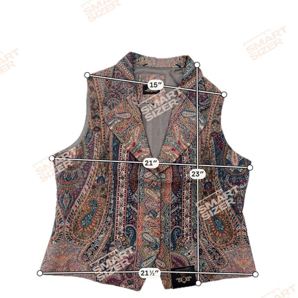 Kani Jamawar ladies lapel waistcoat measurements diagram, size XL, Smartsizer