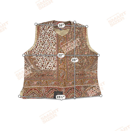 Kani Jamawar women's kurta waistcoat measurements diagram, size XL, Smartsizer