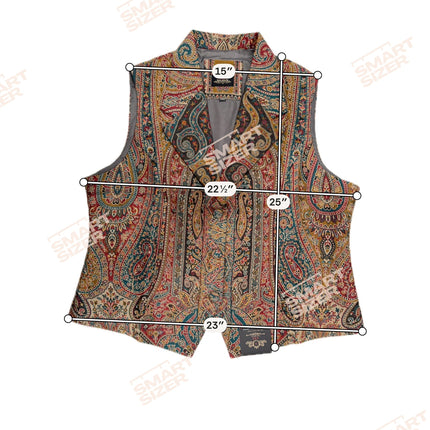 Kani Jamawar ladies lapel waistcoat measurements diagram, size XXL, Smartsizer